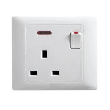 13A/250V/1 Gang Flat Pin Power Socket with DP Switch with Neon