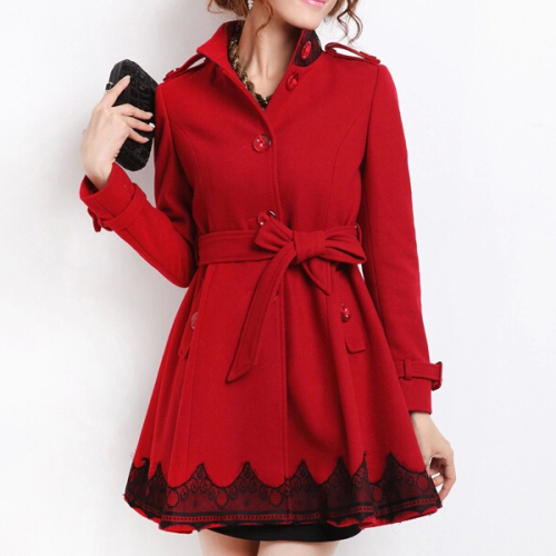 موضة ملابس الشتاء، حار بيع الربيع الحمراء السيدات معطف