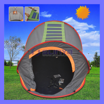 Portable Camping Orange Solar Tent for Sale with Solar Power LED Light Fan