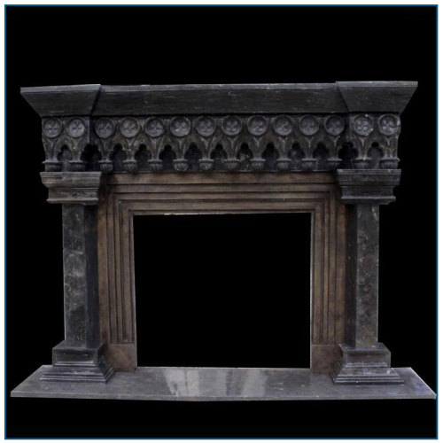 Antik Vintage Black Marble Fireplace Mantel