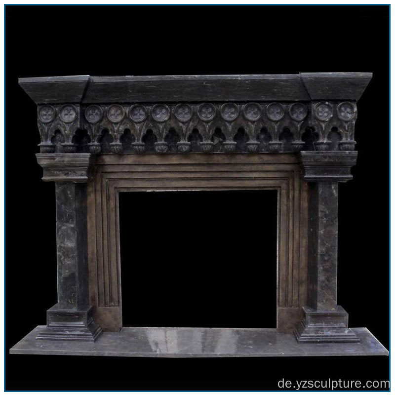 Antike Vintage schwarze Marmor Kamin Mantel