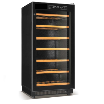 Custom Black Full Glass Door Wine Cabinet - Commercial Fridge for Wine Cooler
