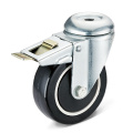 Flat plate swivel caster with total brake