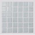 Milky White Square Glass Mosaic Tiles For Bathroom