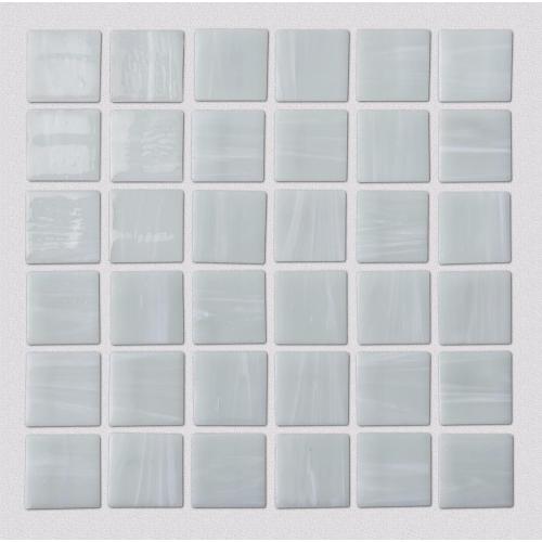Milky White Square Glass Mosaic Tiles For Bathroom