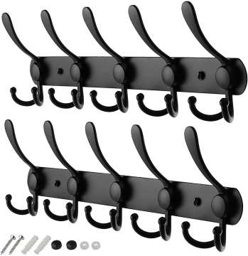 Nordic Black Heavy Duty Metal Coat Hook for Living Room and Bathroom Wall Mount