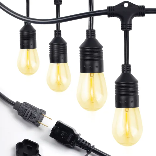 14/2 Gauge SJTW Black Wire 100 ft Waterproof Outdoor Heavy Duty LED String Lights