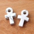 Howlite Ankh Pendant (20x30mm) Handmade Craved Stone Neclace Adjustable Rope