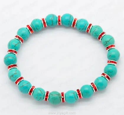 China Supplier Jewelry Turquoise Bracelet with Red diamon ring