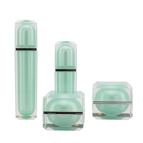 Yeşil pompa kozmetik ambalaj akrilik krem ​​şişesi