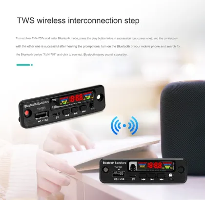 5V MP3 Decoder Board with Color Screen and Wireless Audio for Car Accessories