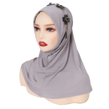 Custom Fashion Floral Muslim Hijab with Elastic, Crystal, and Embroidered Fabric for Women