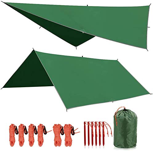 Tenda di telo verde da 10 piedi per il campeggio in zaino in spalla