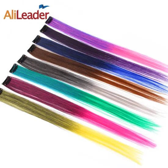 AliLeader Single Clip In One Piece Hair Extensions Ombre Synthetic Hairpieces For Women Girls Hair With Clips