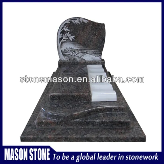 Unique landscape carved piano shaped tombstone