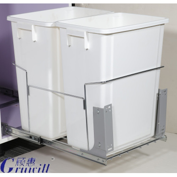 Poubelle à double armoire en plastique blanc en plastique