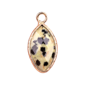 Dalmation Jasper Faceted Horse Eye Kolye DIY Yapma Takı için Altın Takılar
