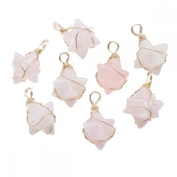 Rose Quartz Merkaba Star Pendants for Necklace Jewelry