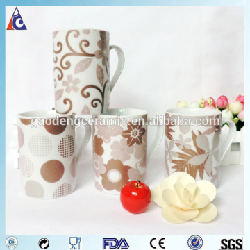 White porcelain coffee cup with full covered printing