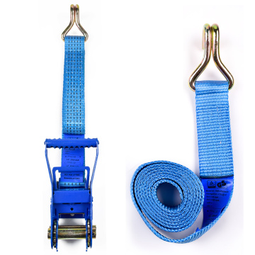 2" 6T 50mm Wholesale Heavy Duty Ratchet Buckle Cargo Lashing Straps With 2 Inch Double J Hooks