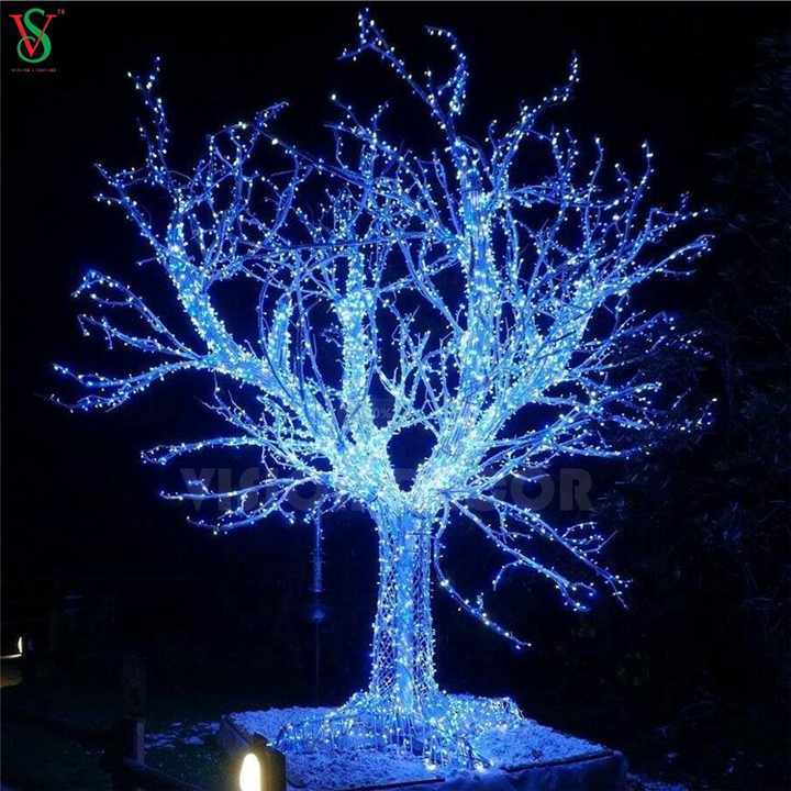 Outdoor Christmas LED White Branch Tree Lights Large Illuminated Artificial Tree