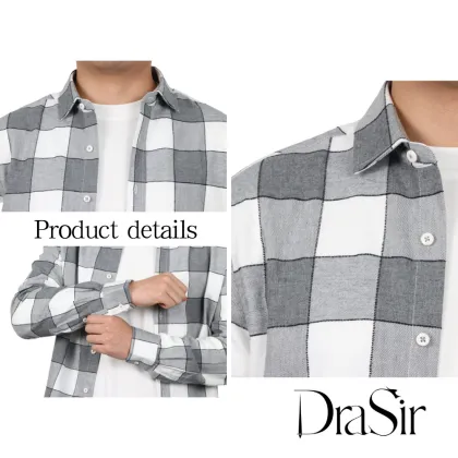 Factory Thin Cotton Plaid Shirt for Men - Spring and Autumn Check Plaid Shirt