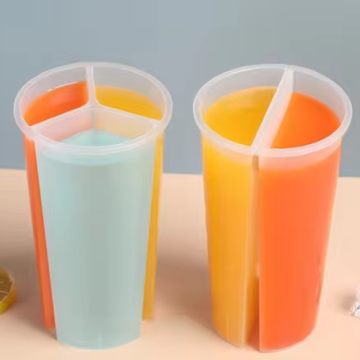 Wholesale 700ml PP Plastic Twins Split Shared Cup for Cold or Hot Drink