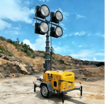 7M Mobile LED Light Tower Telescopic Mast Portable Outdoor Lighting with White Emitting Color
