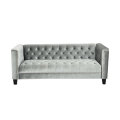 Hohe qualität Benutzerdefinierte luxuriöse lange sitzer weiche büschelige faltende graue chesterfield sofa für wohnzimmer