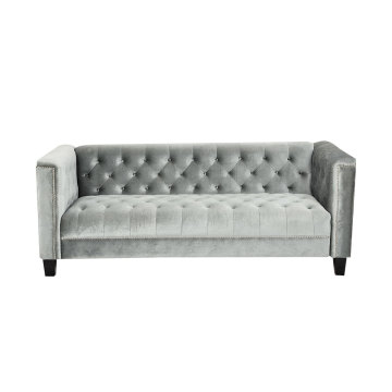 High quality custom luxury long seater soft tufted folding grey chesterfield sofa for living room
