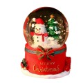 Santa Snowman Music Box Crystal Ball Resin Ornament