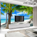 Custom Photo Mural Wallpaper 3D Sea Beach Coconut Tree Seascape Wall Painting Modern Living Room Sofa TV Background Wall Paper