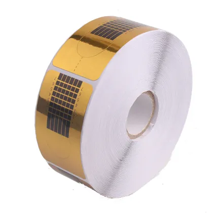 500 Pcs Gold French Nail Form Tips Adhesive Nails for Acrylic UV Gel Extensions