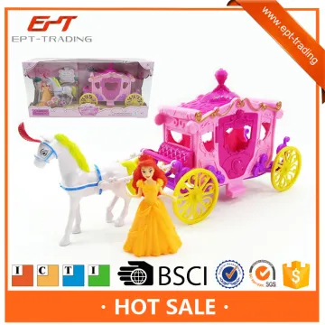 Top sale plastic baby cartoon set mini horse carriage toys