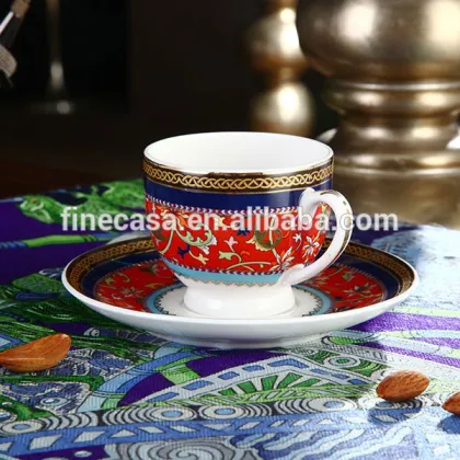 100CC Luxury Fine Bone China Chinese Porcelain Red Cup of Grand Banquet