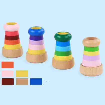 1pc Novelty Wooden Kaleidoscope Toy Baby Kids Wooden Colorful Magic Kaleidoscope Children Educational Learning Puzzle Toys Gifts