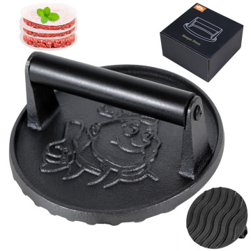 Customizable BBQ Cast Iron Cooking Tools: Steak Press, Meat Smasher, Bacon Press, and Burger Press for Grill