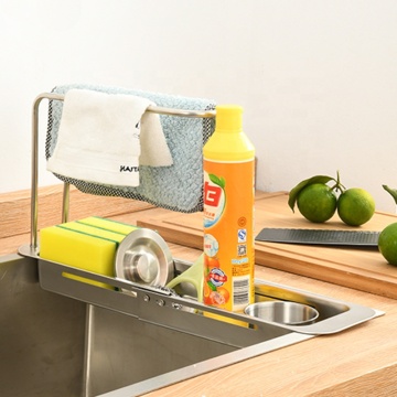 Expandable Sink Storage Rack: Drain Caddy, Basket, Sponge, Soap Holder & Telescopic Plate Rack