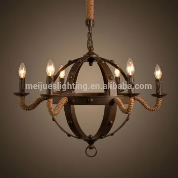2016 New Model 6 head beautiful bedroom ceiling moroccan hemp rope chandelier wedding cake stand