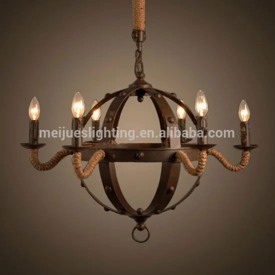 2016 New Model 6 head beautiful bedroom ceiling moroccan hemp rope chandelier wedding cake stand