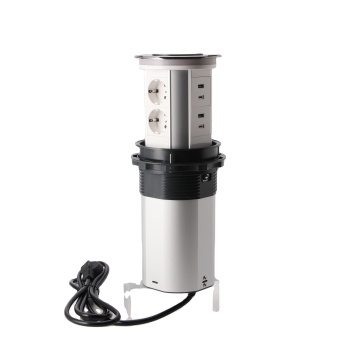IP65 Waterproof Tuya App Controlled Automatic Kitchen Pop-Up Table Socket with 6 EU Sockets and 4 USB Type A+C Wireless Charger
