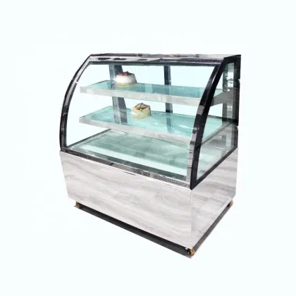 Transparent Curved Glass Showcase Bakery Pastry Cake Stand Up display fridges cakes