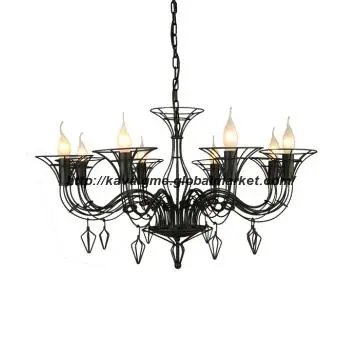 Iron Art Black Chandelier Pendant Light 9389/8P-BK