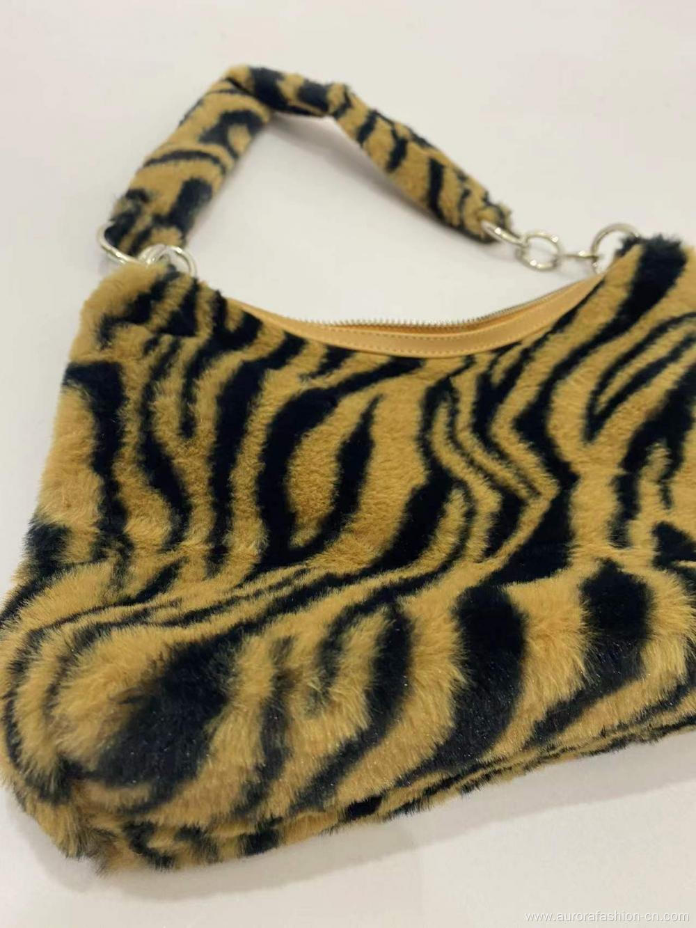 Brown and Black Leopard Pattern Shoulder Bags