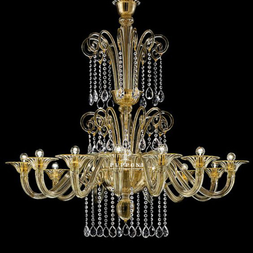 Luxury Gold Glass Chandelier: Classic Premium Crystal Pendant Light for Villa and Restaurant