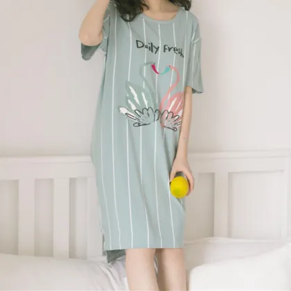 Style loose summer breathable cartoon printed pajamas