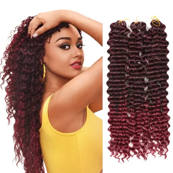 Deep Wave Ombre Color Crochet Braids 22inch Curly  Braiding Hair Extensions  deep twist Hair