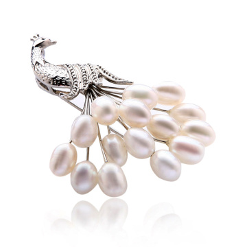 2014 Latest Style Pearl Peacock Brooch Fq-2351