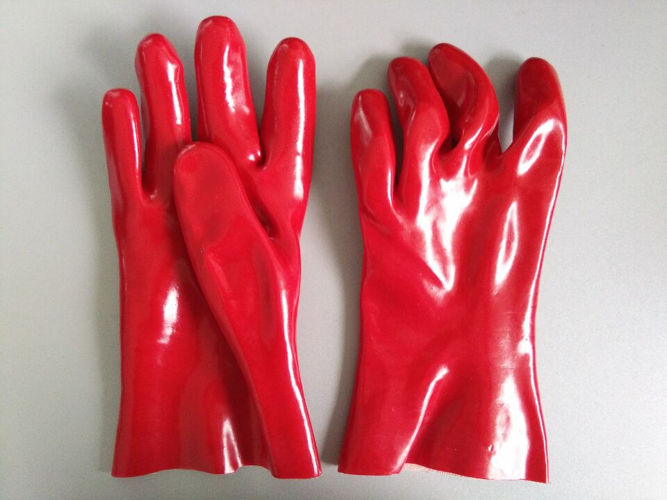 Standard Red PVC Gauntlet Otwarty Mankiet 11 calowych Rękawice