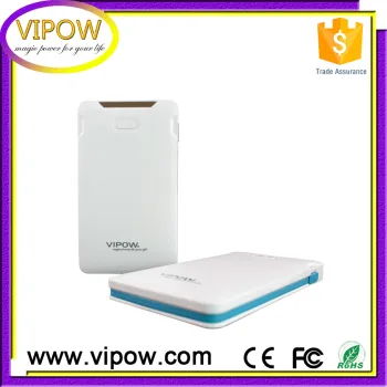 Vipow factory new hot power bank slim power bank with built in cable